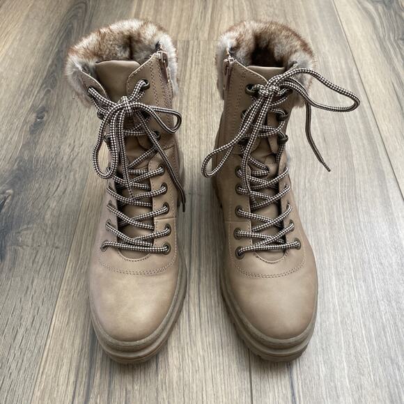 Steve Madden Womens size 8.5 Keystone Tan Lug Hiker Boots Lace Up Combat Moto - Picture 2 of 8